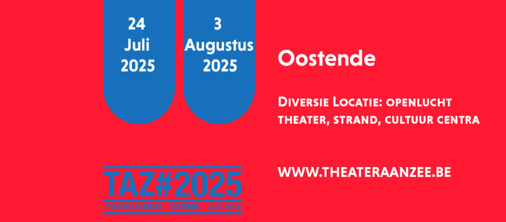 Ticket van de achterkant, met datum locatie website van de theater aan zee logo 